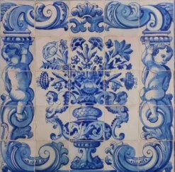 Pamono 18th Century Portuguese Azulejos Panel Vase> Architectural Elements