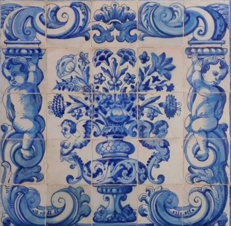 Pamono 18th Century Portuguese Azulejos Panel Vase> Architectural Elements