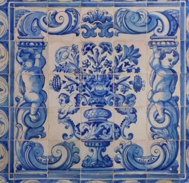 Pamono 18th Century Portuguese Azulejos Panel Vase> Architectural Elements
