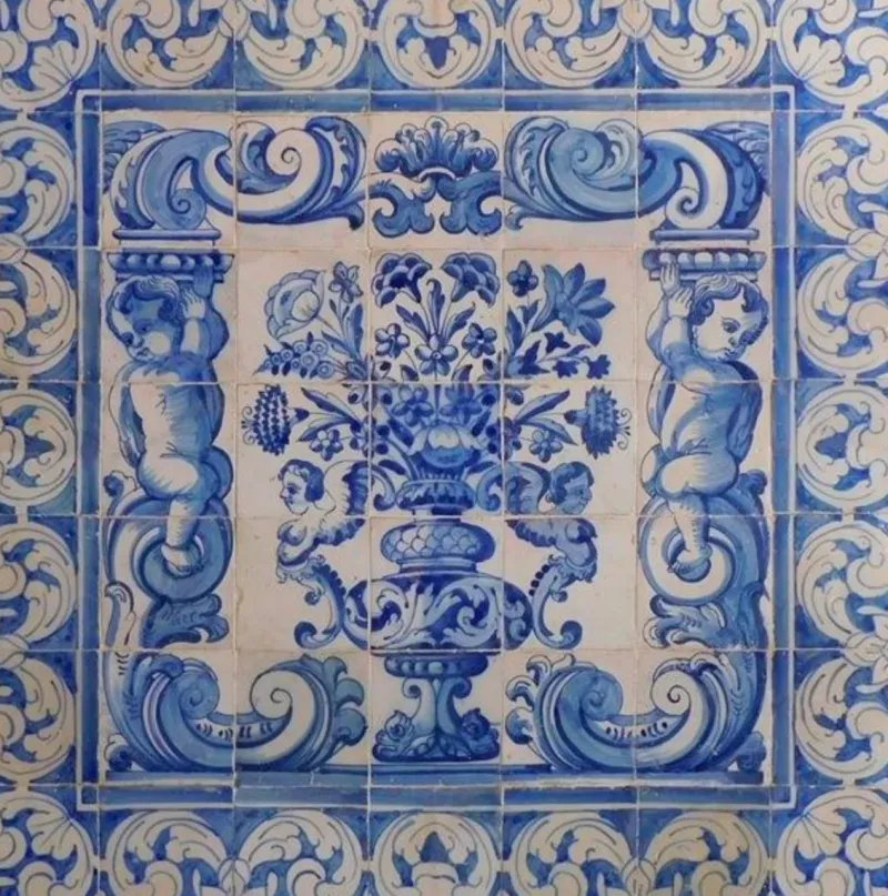 Pamono 18th Century Portuguese Azulejos Panel Vase> Architectural Elements