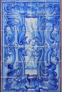 Pamono 18th Century Portuguese Tiles Panel with Angel Decor, Set of 24><noscript><img width=