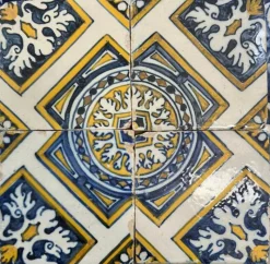New Pamono 17th Century Portuguese Tiles, Set of 4