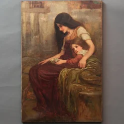 Outlet Pamono 19th Century Pre-Raphaelite Oil Painting by Arthur Augustus Dixon