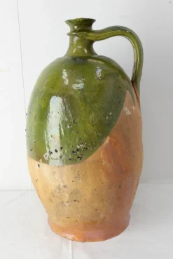 Pamono 19th Century Provencal Terracotta Oil Jar with Green Glaze> Bottles, Carafes & Jugs