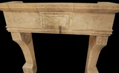 Clearance Pamono 20th Century Provincial Limestone Fireplace Mantle with Arched Legs