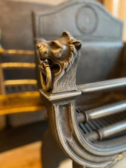 Pamono 19th Century Regency Style Polished Cast Iron Fire Grate><noscript><img width=