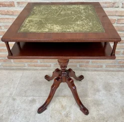 Pamono 19th Century Regency Wood Game Table with Green Leather Top, 1890s><noscript><img width=
