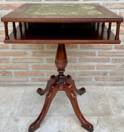 Pamono 19th Century Regency Wood Game Table with Green Leather Top, 1890s><noscript><img width=