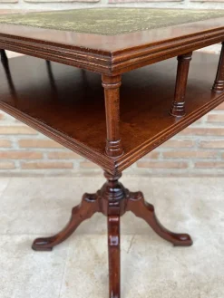 Pamono 19th Century Regency Wood Game Table with Green Leather Top, 1890s><noscript><img width=