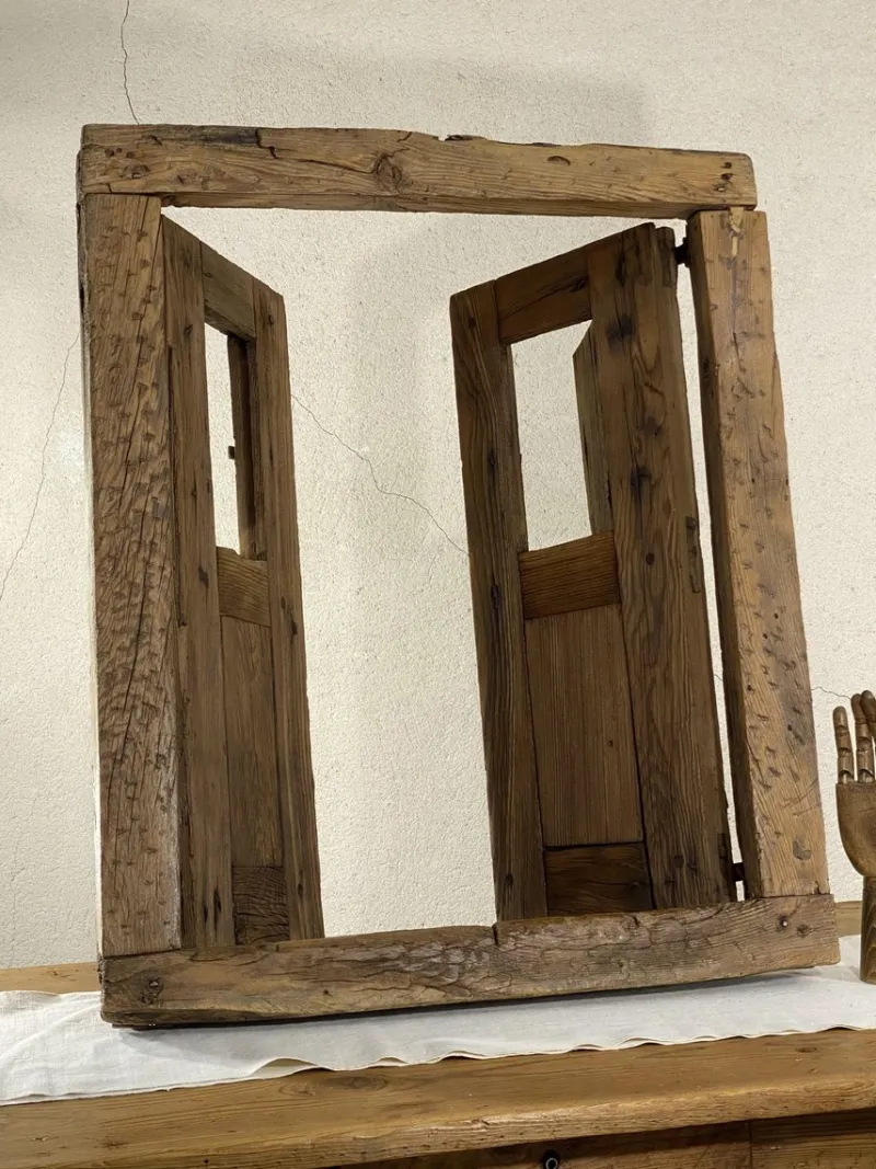 Pamono 18th Century Rustic Pine Wood Window> Architectural Elements