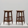 Clearance Pamono 20th Century Rustic Wooden Side Tables with Ceramic Tile Top, France, 1940s, Set of 2