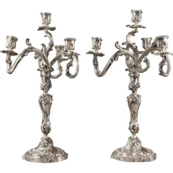 Pamono 19th Century Silver Candelabra from Boin Taburet, Set of 2> Candleholders