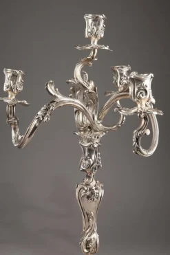 Pamono 19th Century Silver Candelabra from Boin Taburet, Set of 2><noscript><img width=