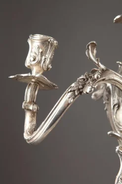 Pamono 19th Century Silver Candelabra from Boin Taburet, Set of 2><noscript><img width=