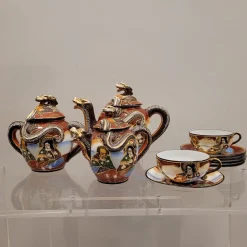 Outlet Pamono 19th Century Tu y yo Satsuma Porcelain Sest with Dragon and Wise Men Motif, Japan, Set of 7