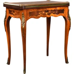 New Pamono 19th Century Victorian English Walnut & Marquetry Card Table