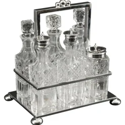 Pamono 19th Century Victorian Silver Plated 6 Bottle Cruet Set from Wade Wingfield Wilkins, Set of 7> Bottles, Carafes & Jugs