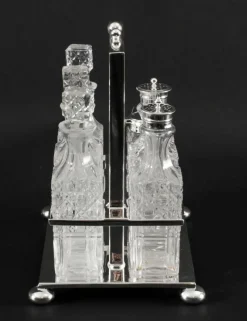 Pamono 19th Century Victorian Silver Plated 6 Bottle Cruet Set from Wade Wingfield Wilkins, Set of 7><noscript><img width=