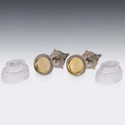 Pamono 19th Century Victorian Silver & Glass Figural Salts from Elkington, 1896, Set of 2><noscript><img width=
