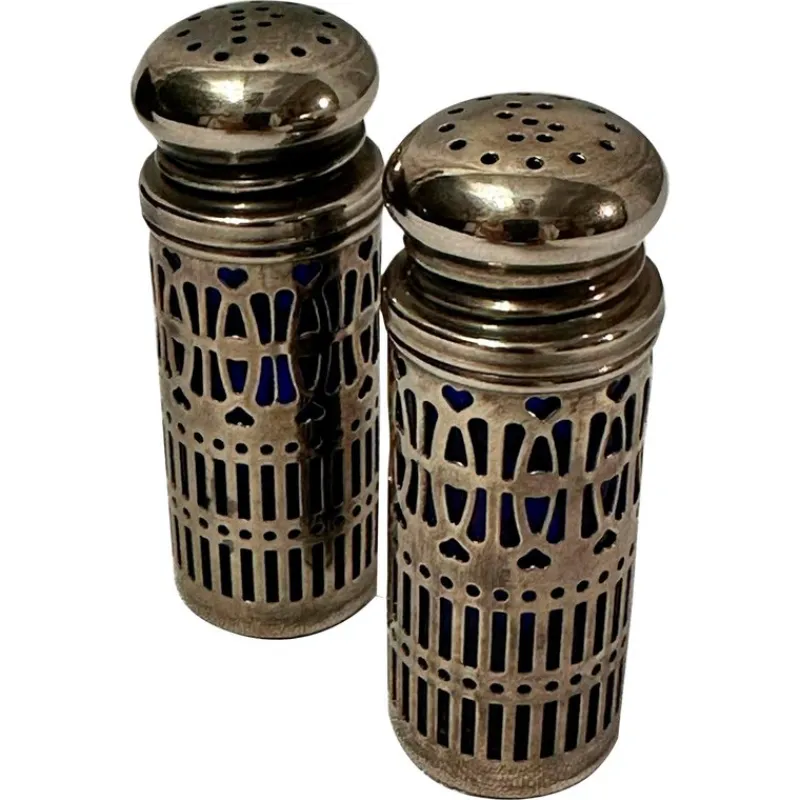 Outlet Pamono 19th Century Victorian Silver Set of Salt and Pepper Shakers, England, 1850s, Set of 2
