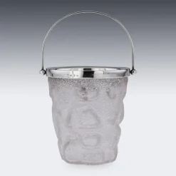 Pamono 19th Century Victorian Solid Silver & Cracked Glass Ice Bucket, 1890s><noscript><img width=