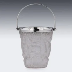 Pamono 19th Century Victorian Solid Silver & Cracked Glass Ice Bucket, 1890s><noscript><img width=