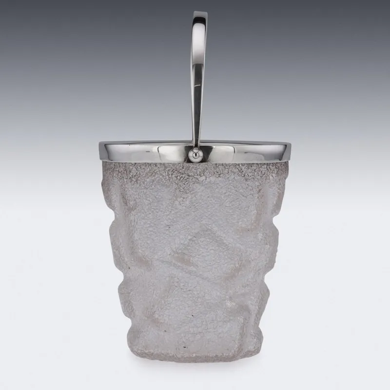 Pamono 19th Century Victorian Solid Silver & Cracked Glass Ice Bucket, 1890s> Ice Buckets & Wine Coolers