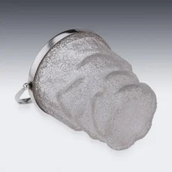 Pamono 19th Century Victorian Solid Silver & Cracked Glass Ice Bucket, 1890s><noscript><img width=