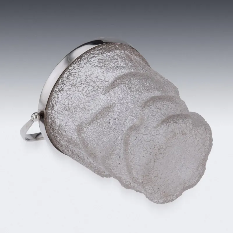 Pamono 19th Century Victorian Solid Silver & Cracked Glass Ice Bucket, 1890s> Ice Buckets & Wine Coolers