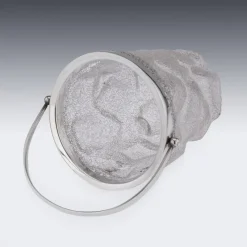 Pamono 19th Century Victorian Solid Silver & Cracked Glass Ice Bucket, 1890s><noscript><img width=