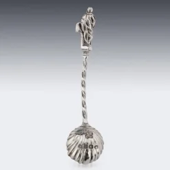 Pamono 19th Century Victorian Solid Silver Salts & Spoons, London, 1870s, Set of 6><noscript><img width=