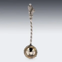 Pamono 19th Century Victorian Solid Silver Salts & Spoons, London, 1870s, Set of 6><noscript><img width=
