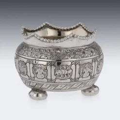 Pamono 19th Century Victorian Solid Silver Salts & Spoons, London, 1870s, Set of 6><noscript><img width=