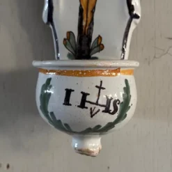 Discount Pamono 18th Century Wall-Mounted Holy Water Font in Polychrome Earthenware by by Mario Bellini from the Nevers Factory, 1970