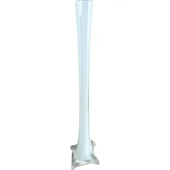 Pamono 20th Century White and Clear Murano Glass Long Neck Vase, Italy, 1960s> Vases