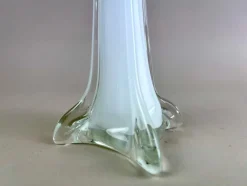 Pamono 20th Century White and Clear Murano Glass Long Neck Vase, Italy, 1960s><noscript><img width=