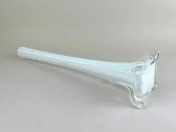 Pamono 20th Century White and Clear Murano Glass Long Neck Vase, Italy, 1960s><noscript><img width=