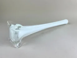 Pamono 20th Century White and Clear Murano Glass Long Neck Vase, Italy, 1960s><noscript><img width=