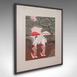 Pamono Thai Artist, Far Eastern Scene, Gouache, 1980s, Framed> Mid-Century