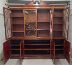 Pamono 19th Century Inlaid Mahogany Breakfront Bookcase, 1880s><noscript><img width=