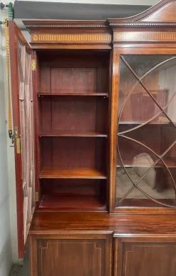 Pamono 19th Century Inlaid Mahogany Breakfront Bookcase, 1880s><noscript><img width=