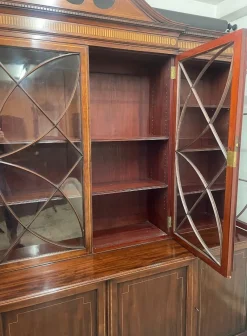 Pamono 19th Century Inlaid Mahogany Breakfront Bookcase, 1880s><noscript><img width=