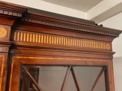 Pamono 19th Century Inlaid Mahogany Breakfront Bookcase, 1880s><noscript><img width=