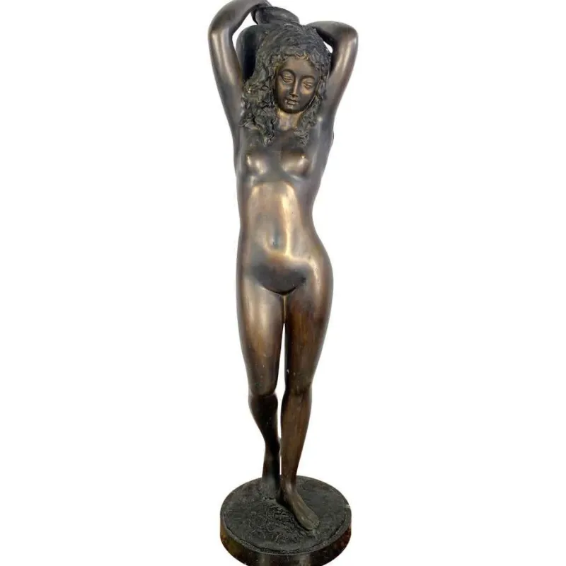 Pamono 20th-Century Large Bronze Sculpture of a Nude Young Lady Carrying a Water Urn> Art Deco