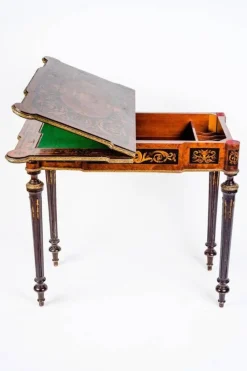 Pamono 19th-Century Marquetry Game Table, 1820s><noscript><img width=