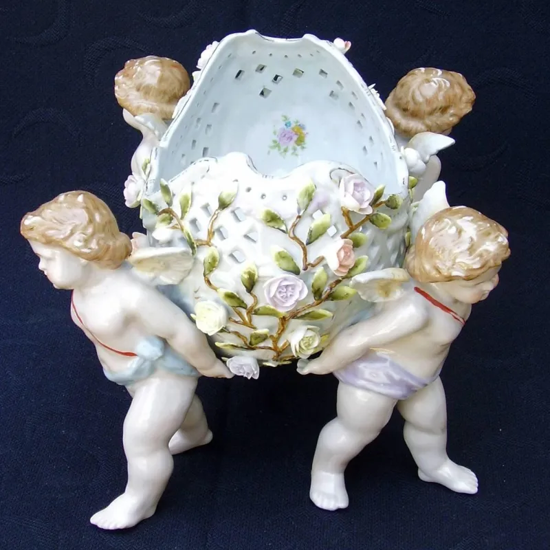 Pamono 19th-Century Viennese Porcelain Figural Cherub Jardinière or Centrepiece Bowl> Bowls