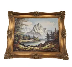 Pamono The Alps, 1980s, Oil on Canvas, Framed> Classical