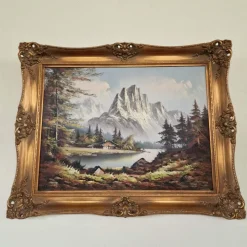 Pamono The Alps, 1980s, Oil on Canvas, Framed> Classical