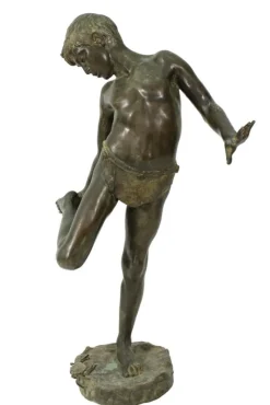 Clearance Pamono The Child and the Crab, 19th Century, Patinated Bronze Sculpture