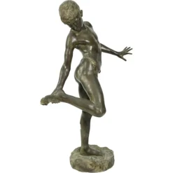 Clearance Pamono The Child and the Crab, 19th Century, Patinated Bronze Sculpture